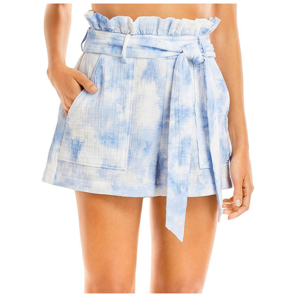Jonathan Simkhai Nina Paper Bag Waist Shorts Blue Size M